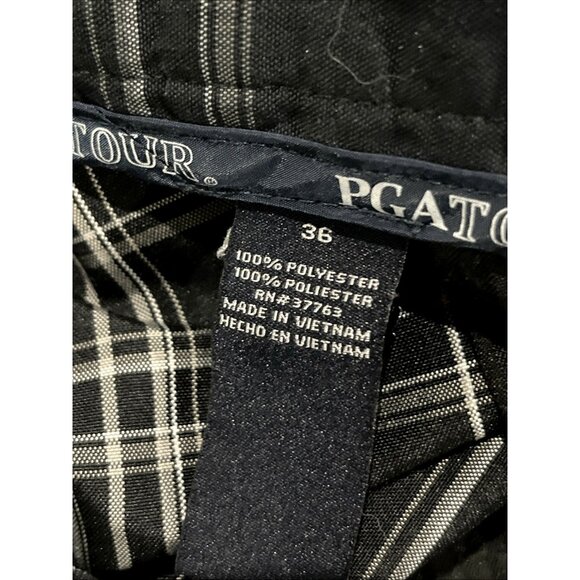 PGATOUR Mens 36 Black & White Plaid Golf Shorts 100% Polyester - Picture 3 of 4
